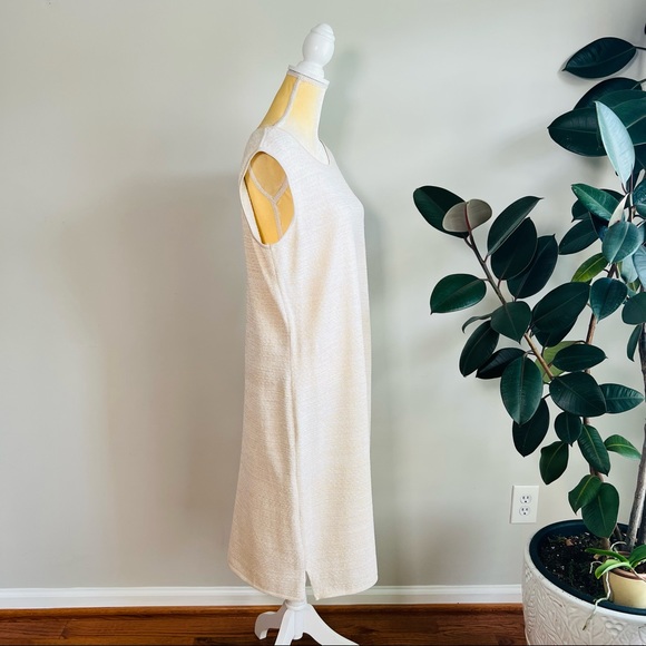 Ming Wang sleeveless shift midi dress golden thread - Picture 5 of 8